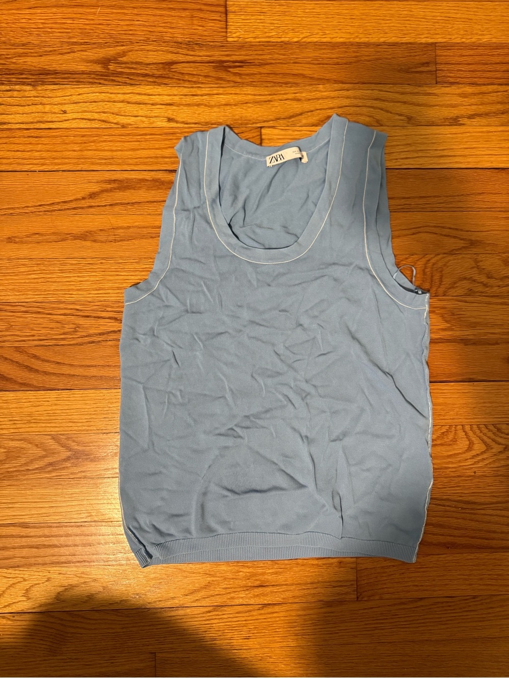 Zara Sky Blue Sleeveless Knit Tank